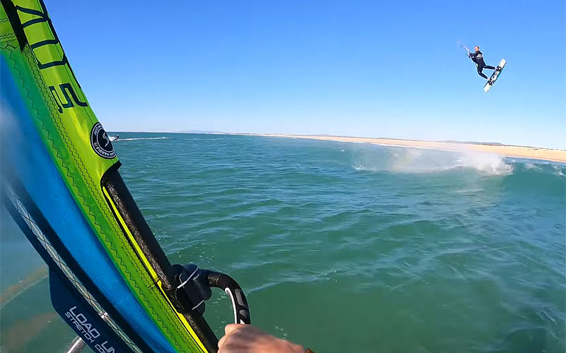 Kitesurfer jumps Windsurfer! #156 Send it Sunday - Windsurfing TV